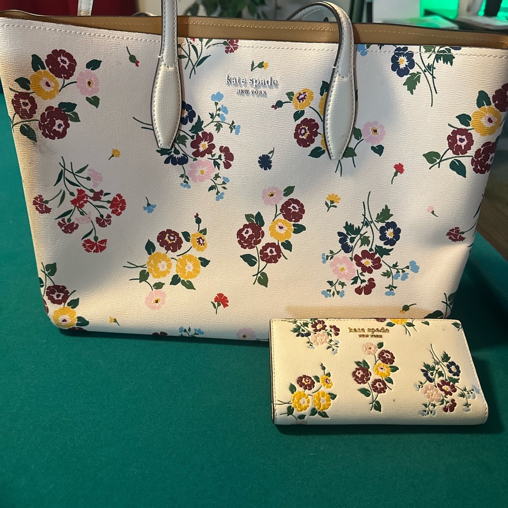 Kate Spade White Tote with Floral Design